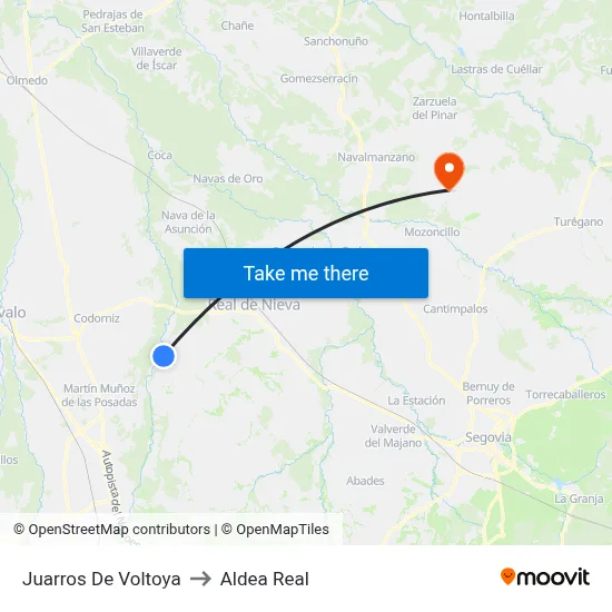 Juarros De Voltoya to Aldea Real map