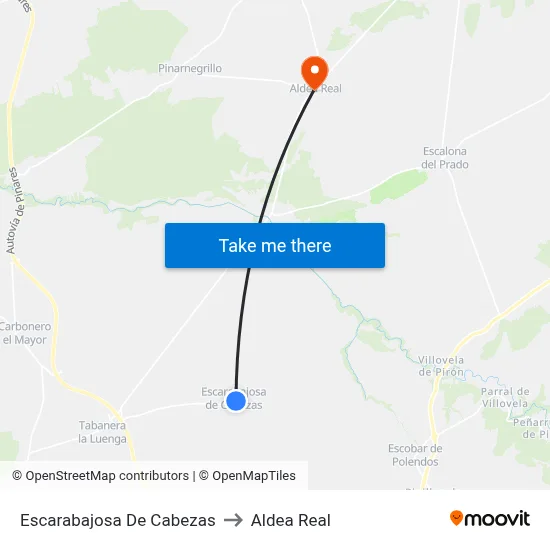 Escarabajosa De Cabezas to Aldea Real map