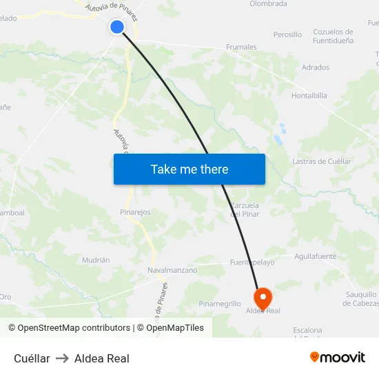 Cuéllar to Aldea Real map