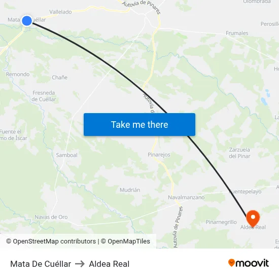 Mata De Cuéllar to Aldea Real map