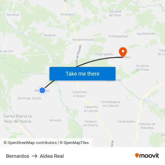 Bernardos to Aldea Real map