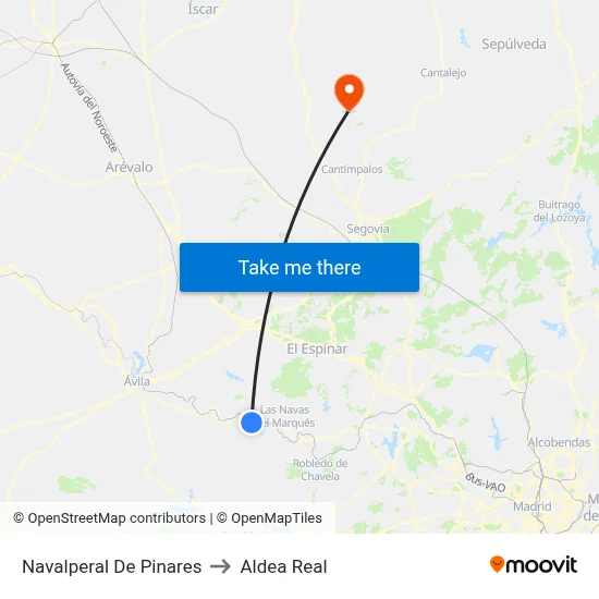 Navalperal De Pinares to Aldea Real map