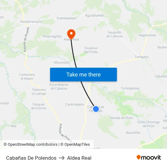 Cabañas De Polendos to Aldea Real map