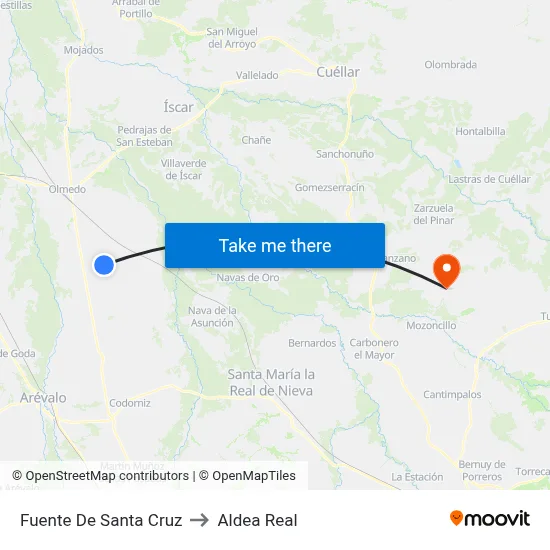 Fuente De Santa Cruz to Aldea Real map