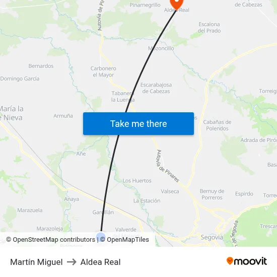 Martín Miguel to Aldea Real map