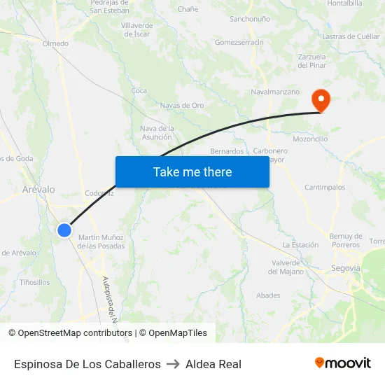 Espinosa De Los Caballeros to Aldea Real map