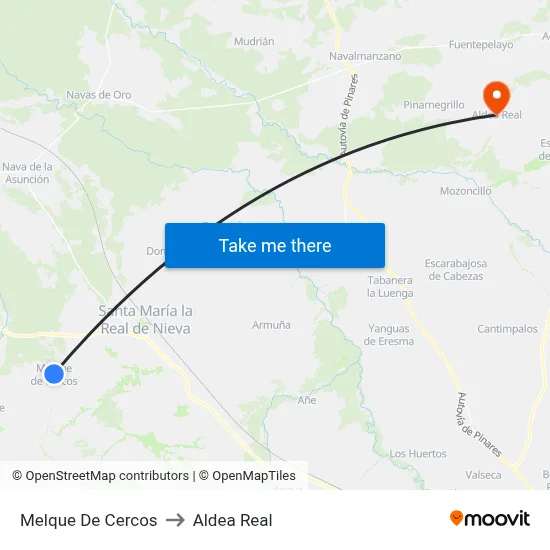 Melque De Cercos to Aldea Real map