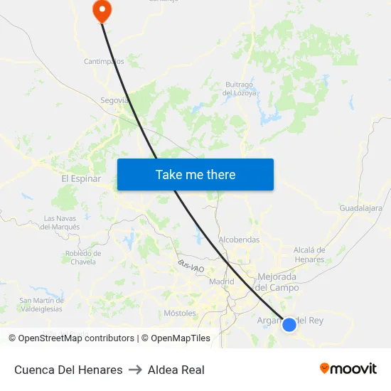 Cuenca Del Henares to Aldea Real map