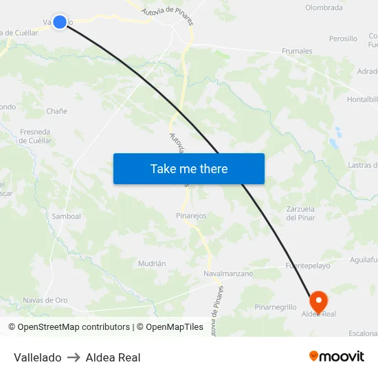 Vallelado to Aldea Real map