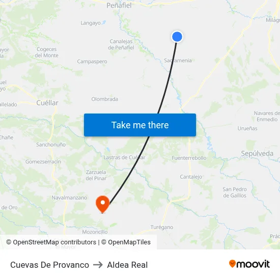Cuevas De Provanco to Aldea Real map