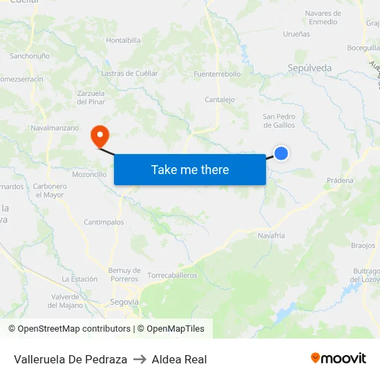 Valleruela De Pedraza to Aldea Real map
