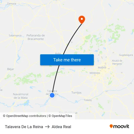 Talavera De La Reina to Aldea Real map