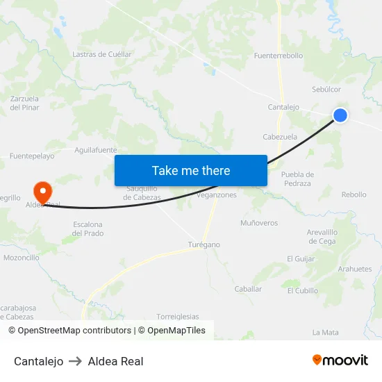 Cantalejo to Aldea Real map