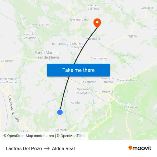 Lastras Del Pozo to Aldea Real map