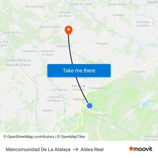 Mancomunidad De La Atalaya to Aldea Real map