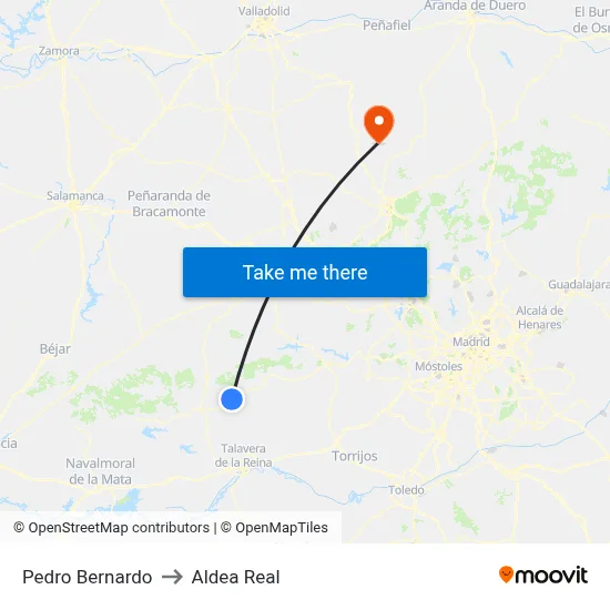 Pedro Bernardo to Aldea Real map