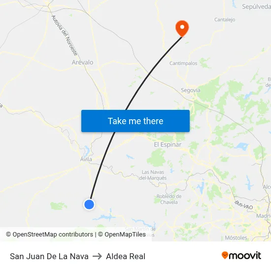 San Juan De La Nava to Aldea Real map