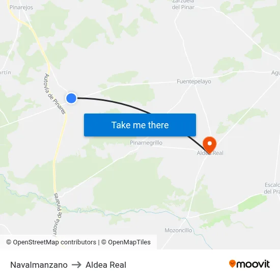Navalmanzano to Aldea Real map