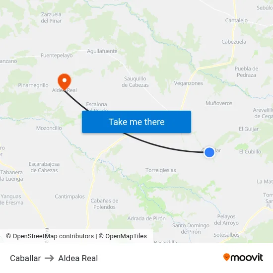 Caballar to Aldea Real map