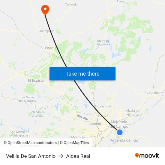 Velilla De San Antonio to Aldea Real map