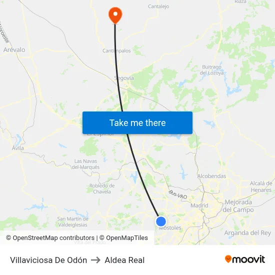 Villaviciosa De Odón to Aldea Real map