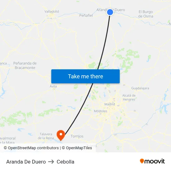 Aranda De Duero to Cebolla map