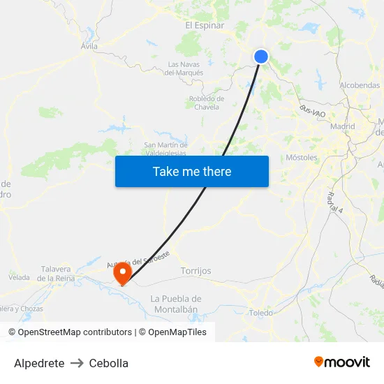 Alpedrete to Cebolla map