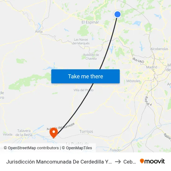 Jurisdicción Mancomunada De Cerdedilla Y Navacerrada to Cebolla map