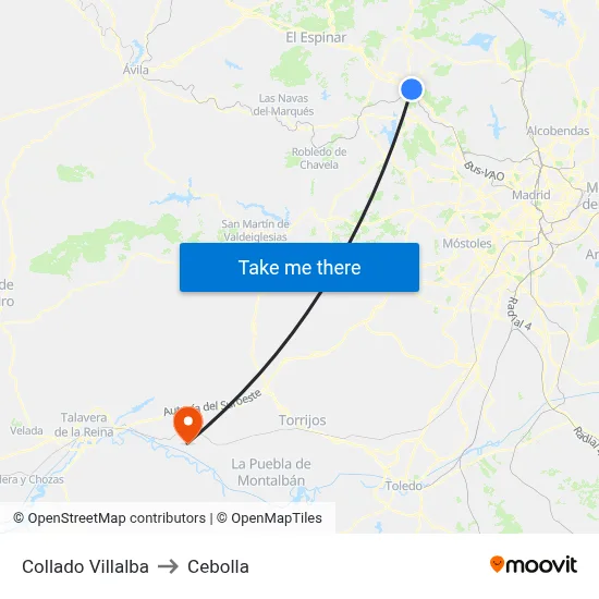 Collado Villalba to Cebolla map