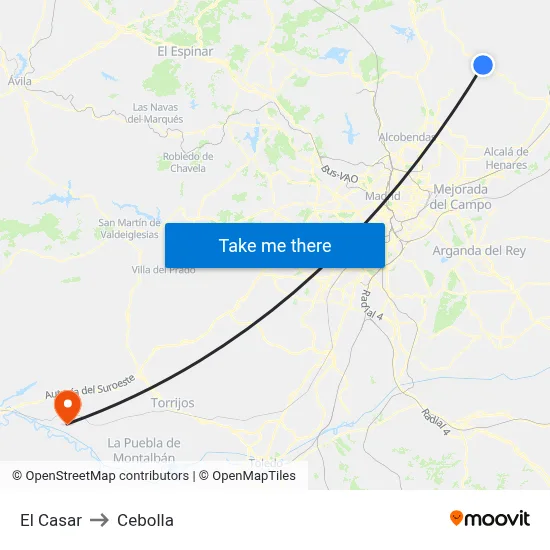El Casar to Cebolla map