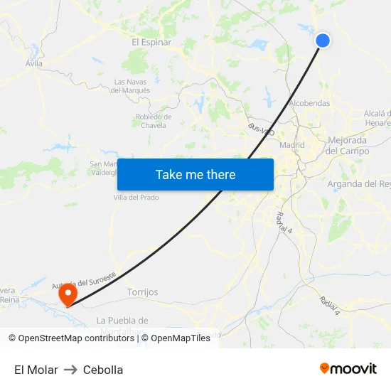 El Molar to Cebolla map