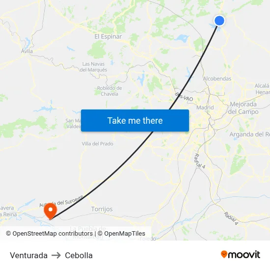 Venturada to Cebolla map