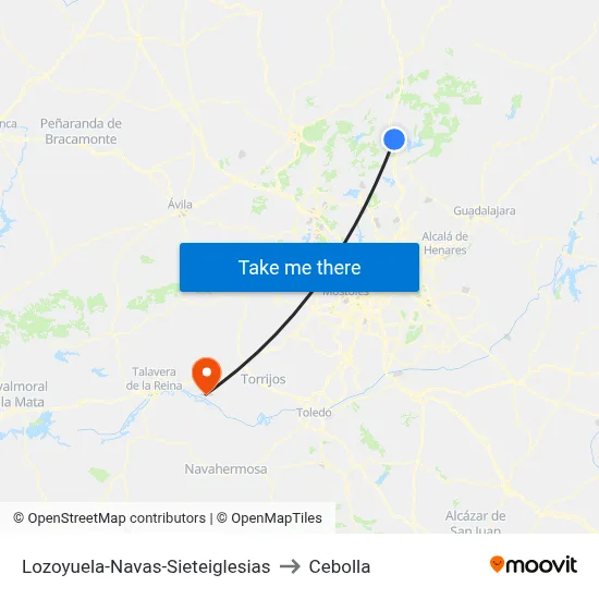 Lozoyuela-Navas-Sieteiglesias to Cebolla map