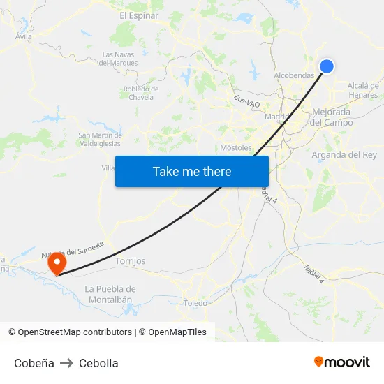 Cobeña to Cebolla map