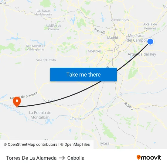 Torres De La Alameda to Cebolla map