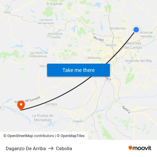 Daganzo De Arriba to Cebolla map