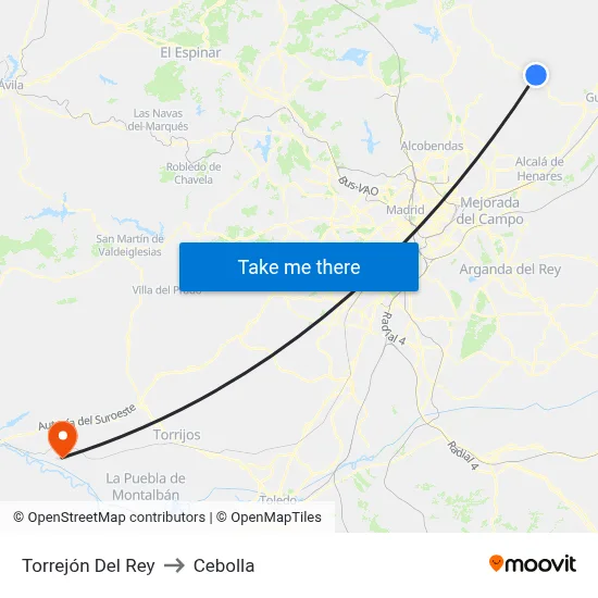 Torrejón Del Rey to Cebolla map