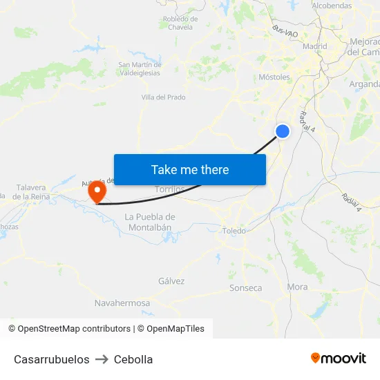 Casarrubuelos to Cebolla map