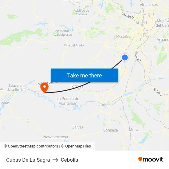 Cubas De La Sagra to Cebolla map