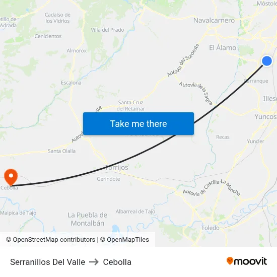 Serranillos Del Valle to Cebolla map