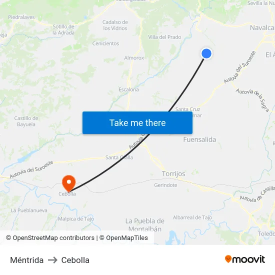 Méntrida to Cebolla map