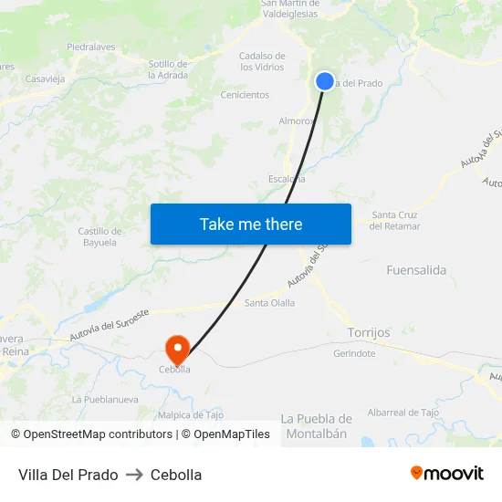 Villa Del Prado to Cebolla map