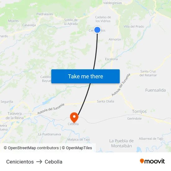 Cenicientos to Cebolla map