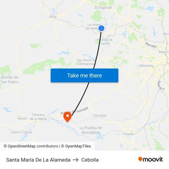 Santa María De La Alameda to Cebolla map