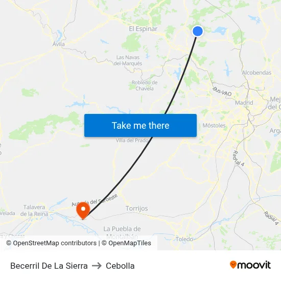 Becerril De La Sierra to Cebolla map