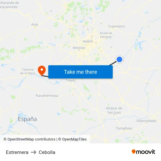 Estremera to Cebolla map