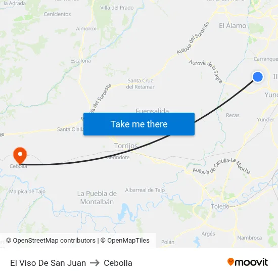 El Viso De San Juan to Cebolla map