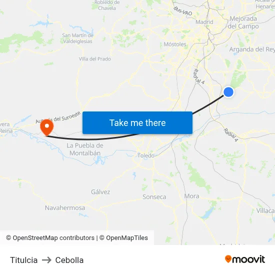 Titulcia to Cebolla map