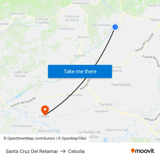 Santa Cruz Del Retamar to Cebolla map