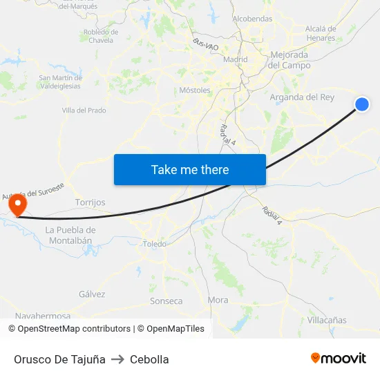 Orusco De Tajuña to Cebolla map